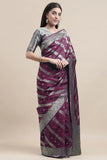Manvaa Women Purple Color Banarasi Silk Designer Weaving Saree (GWKS1206A)