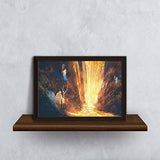 ArtzFolio Three Wizards Casting A Spell in Lava Cave Paper Poster Frame | Top Acrylic Glass