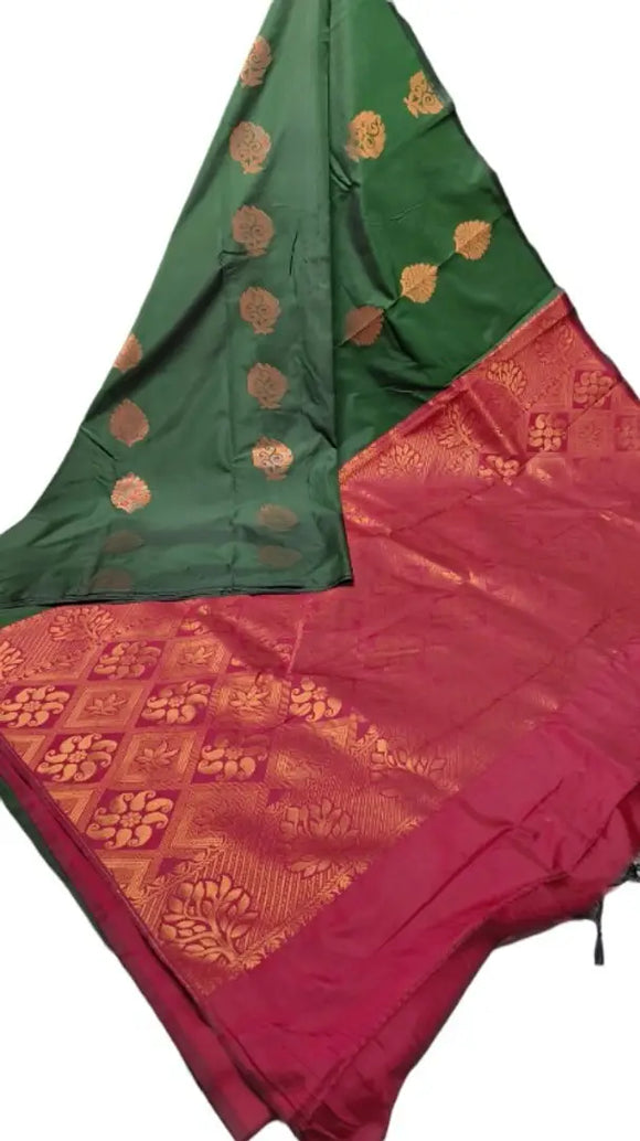 Handloom Kanchi Soft Silk Zari Woven Premium Quality Saree with Blouse Piece