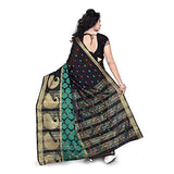JustFashion Women's Black Banarasi Silk Saree With Blouse Piece