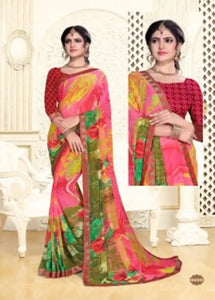Trendy Printed Georggete Saree with Blouse