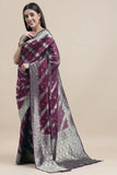 Manvaa Women Purple Color Banarasi Silk Designer Weaving Saree (GWKS1206A)